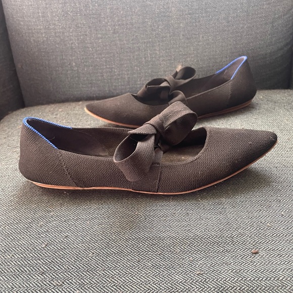 Rothys Womens Mary Jane Black Point Bow Flats - Picture 4 of 11